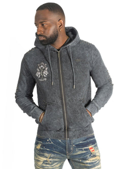 Makobi M5345 Bianco Zip Up fleece hoodie in Black