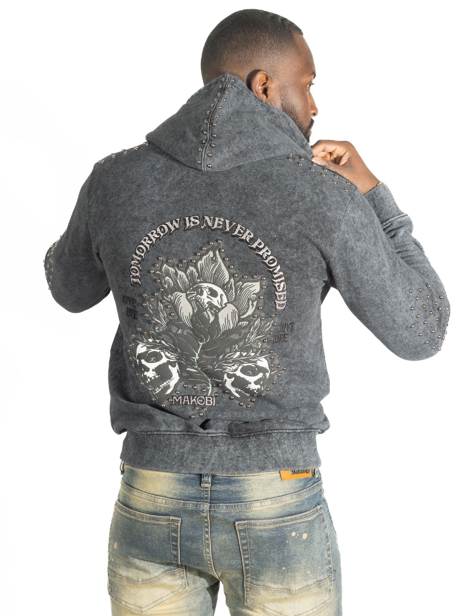Fleece Hoodie | M5345 Bianco Zip Up - Black