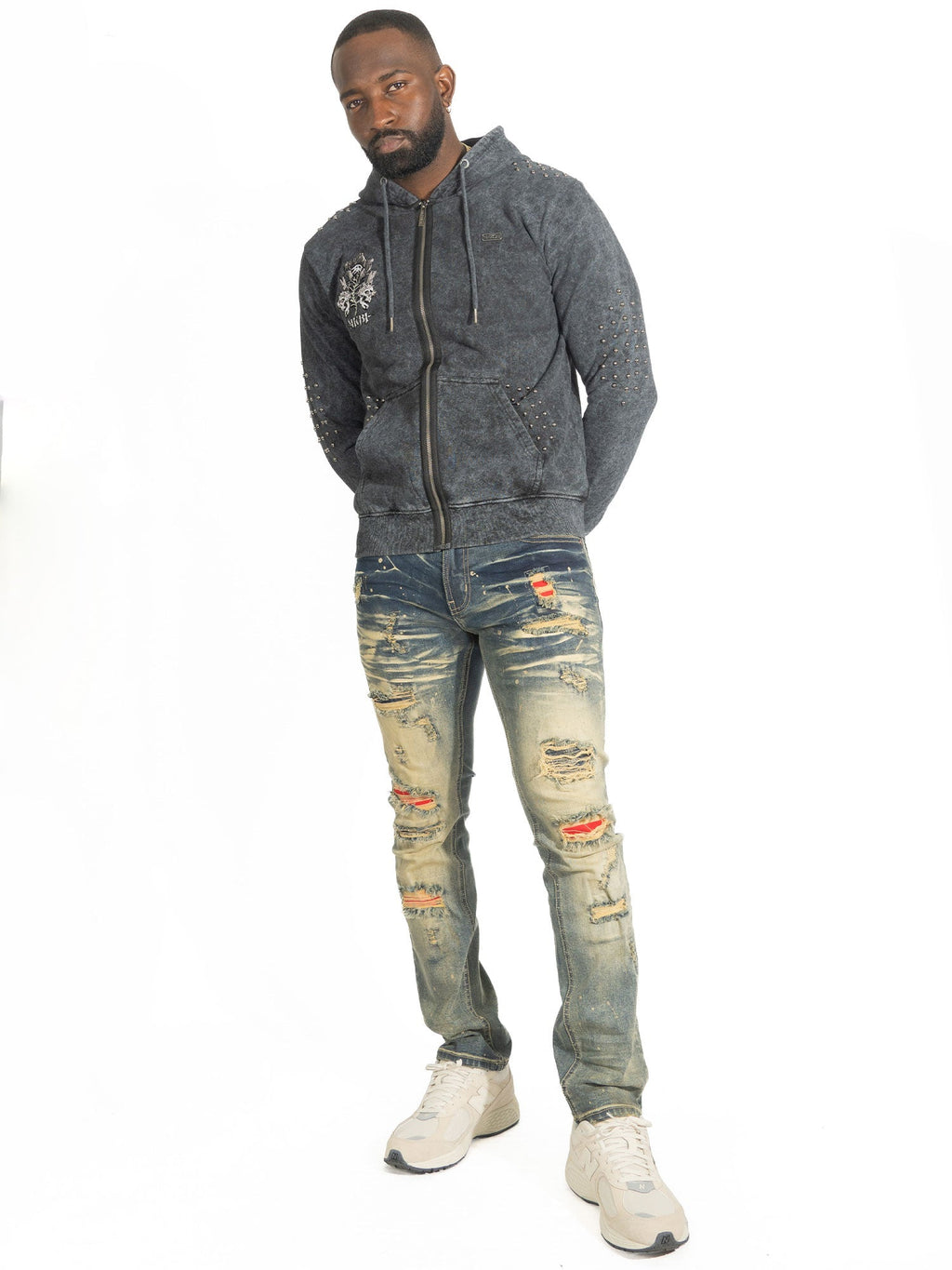 Fleece Hoodie | M5345 Bianco Zip Up - Black