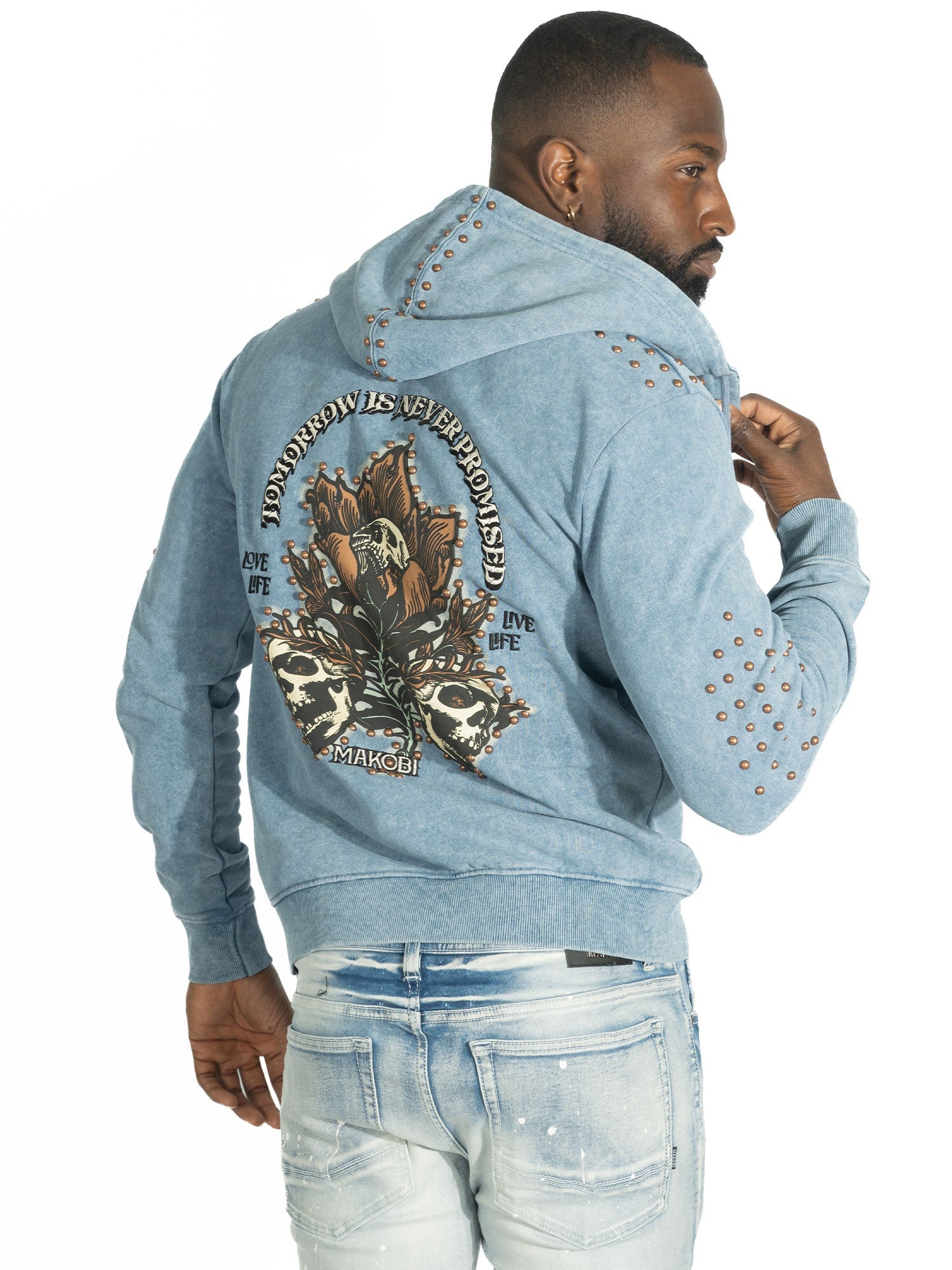 Fleece Hoodie | M5345 Bianco Zip Up - Blue