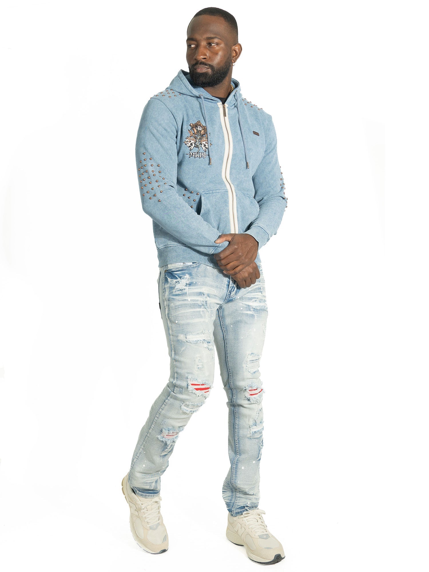 Fleece Hoodie | M5345 Bianco Zip Up - Blue