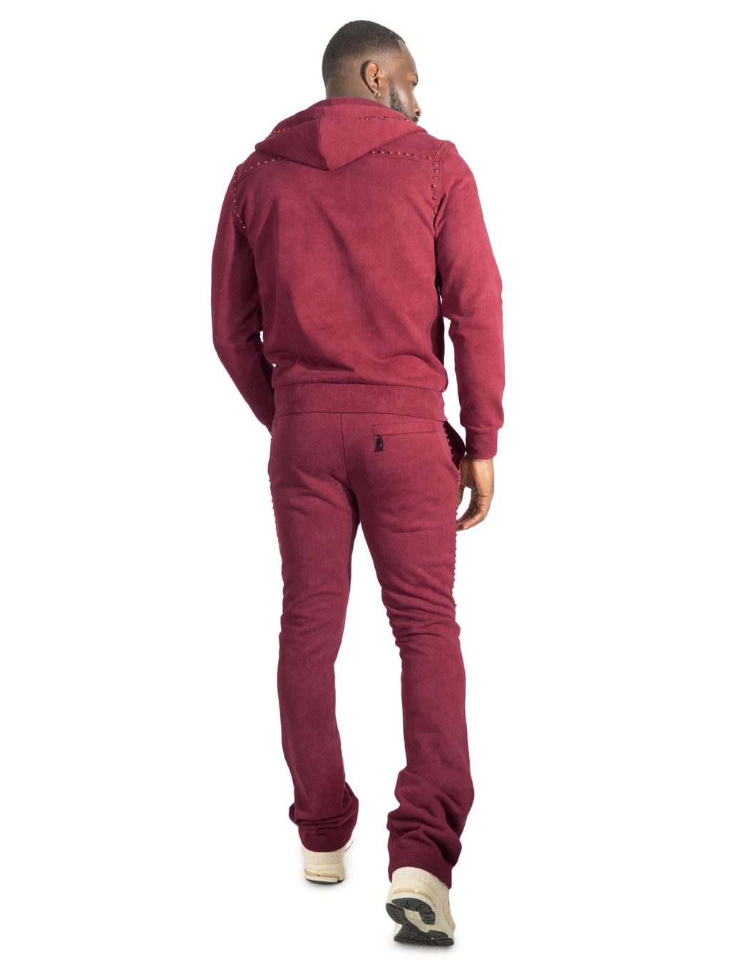 Set | M5455 Lorenzino Zip-Up Hoodie Set - Burgundy