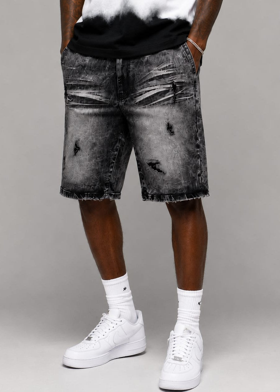 M613 Pastoni Denim Shorts - Black Wash