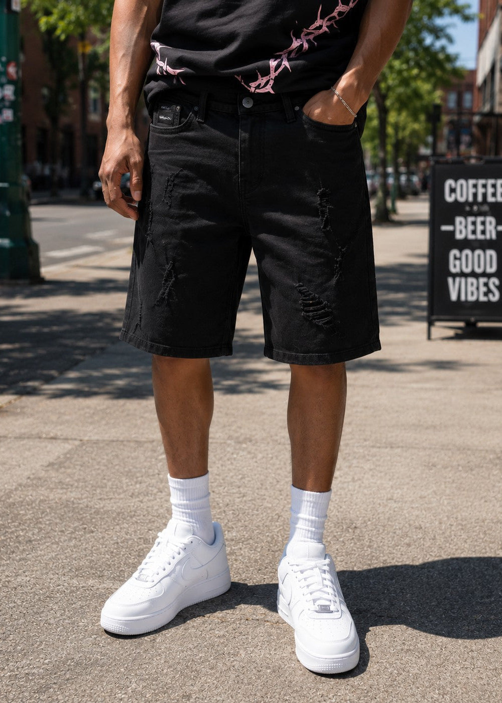 M613 Pastoni Denim Shorts - Jet Black