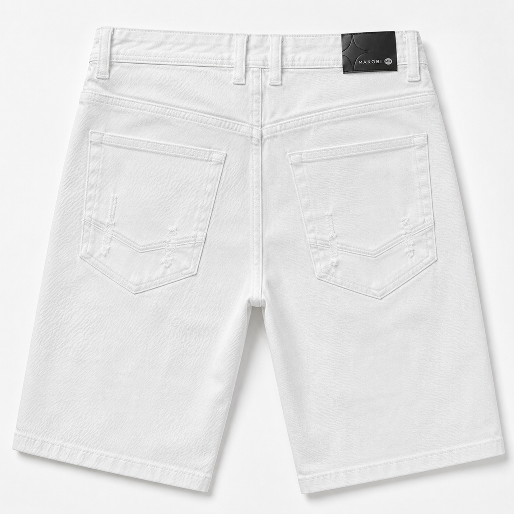 M613 Pastoni Denim Shorts - White