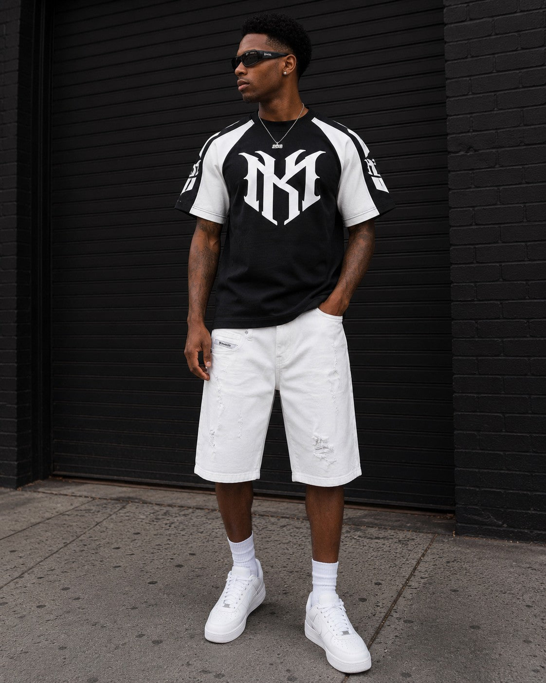M613 Pastoni Denim Shorts - White