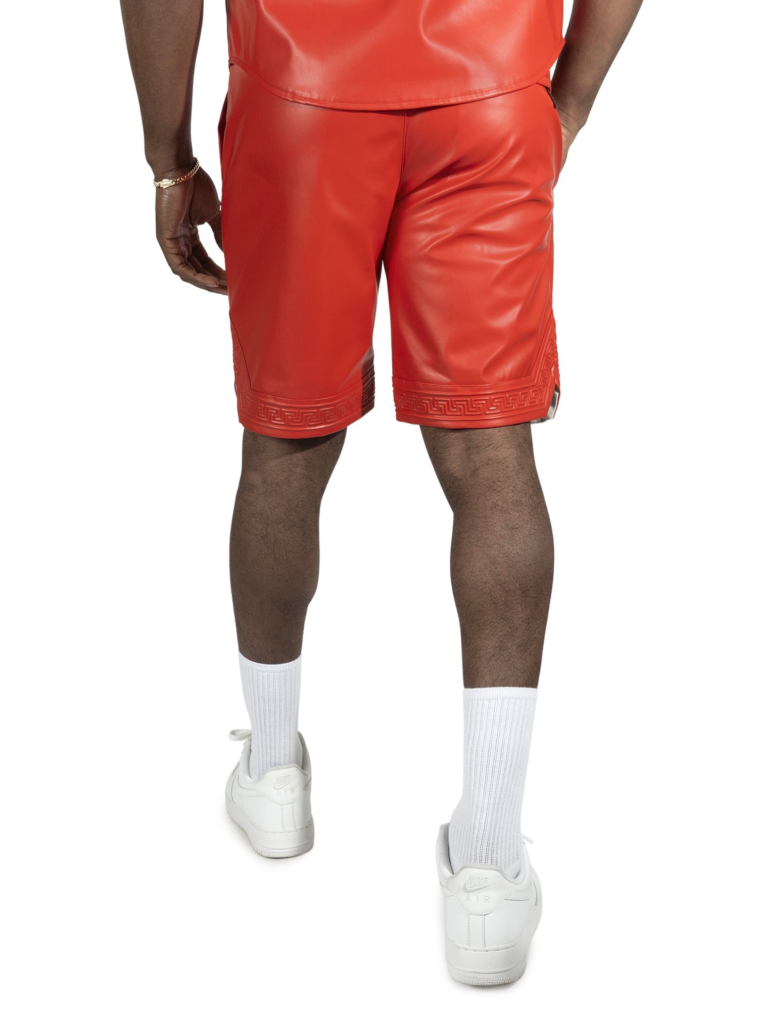 M629 Belluci Vegan Leather Shorts - Red