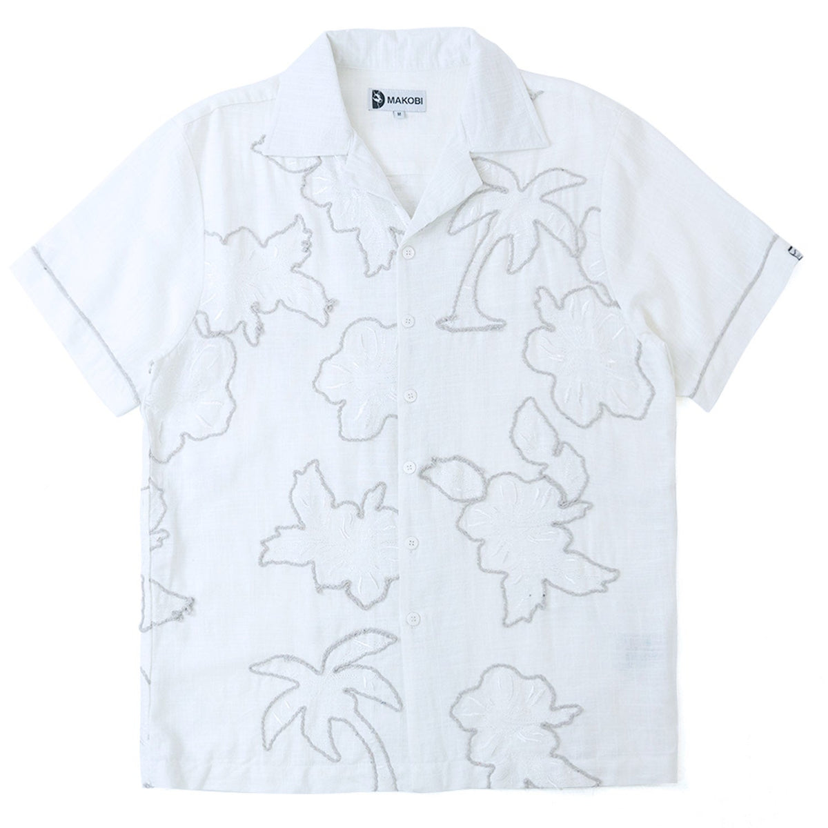 Makobi Levonia Linen Shirt in White, front view