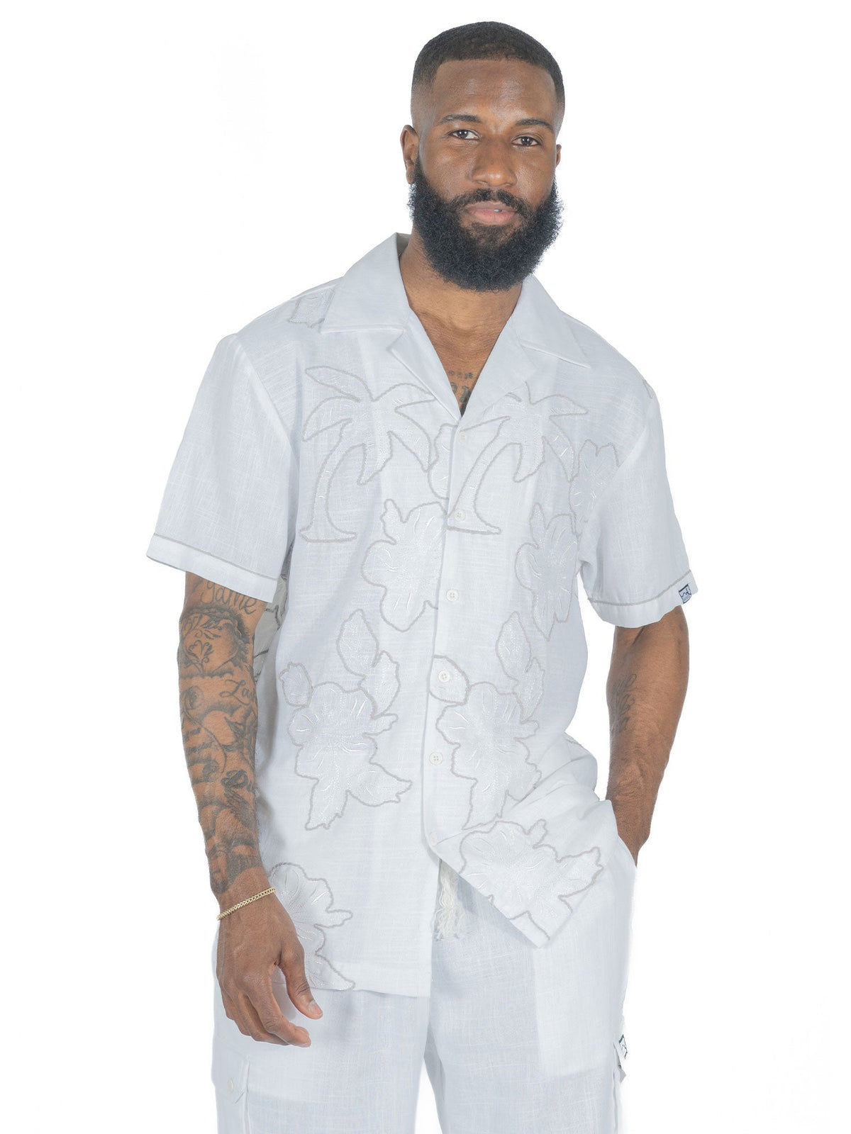 Makobi Levonia Linen Shirt in White, back view