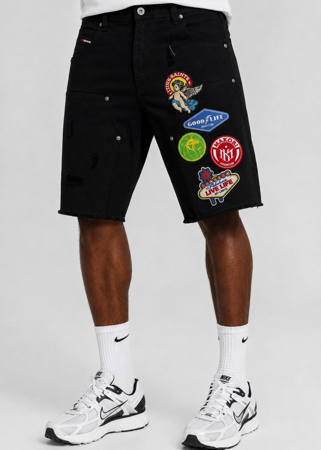 M941 Mondo Patch Denim Shorts - Black (NOT SOLD SEPARATELY - Add M441 to your Cart)