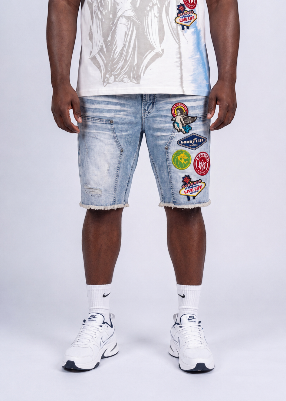 M941 Mondo Patch Denim Shorts - Light Wash (NOT SOLD SEPARATELY - Add M441 to your Cart)