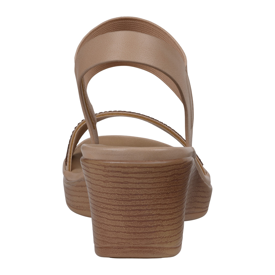 Women's Nia Natural Embellished Elastic Wedge Sandals