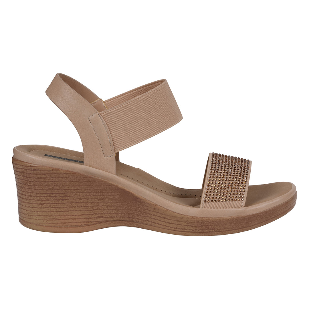 Women's Nia Natural Embellished Elastic Wedge Sandals