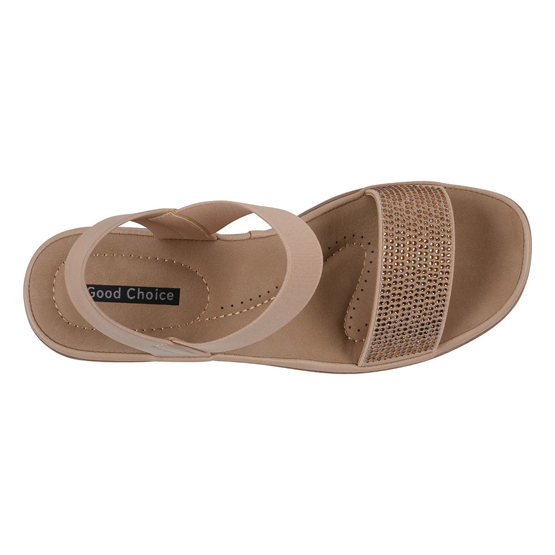 Women's Nia Natural Embellished Elastic Wedge Sandals