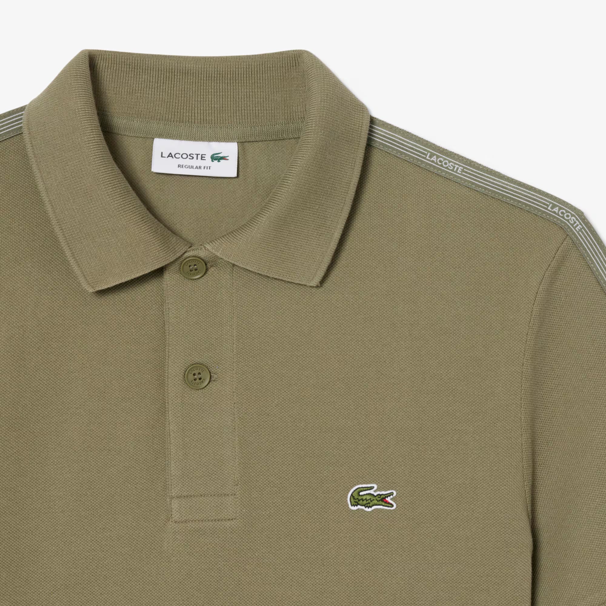 Lacoste Mens Logo Stripe Polo - Khaki Green