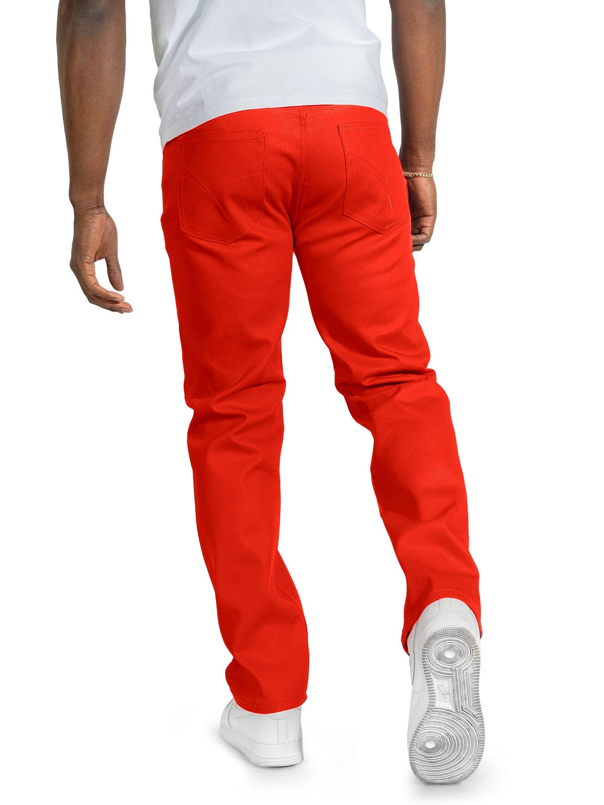 Makobi Veno Twill Denim Jeans in Red, back view