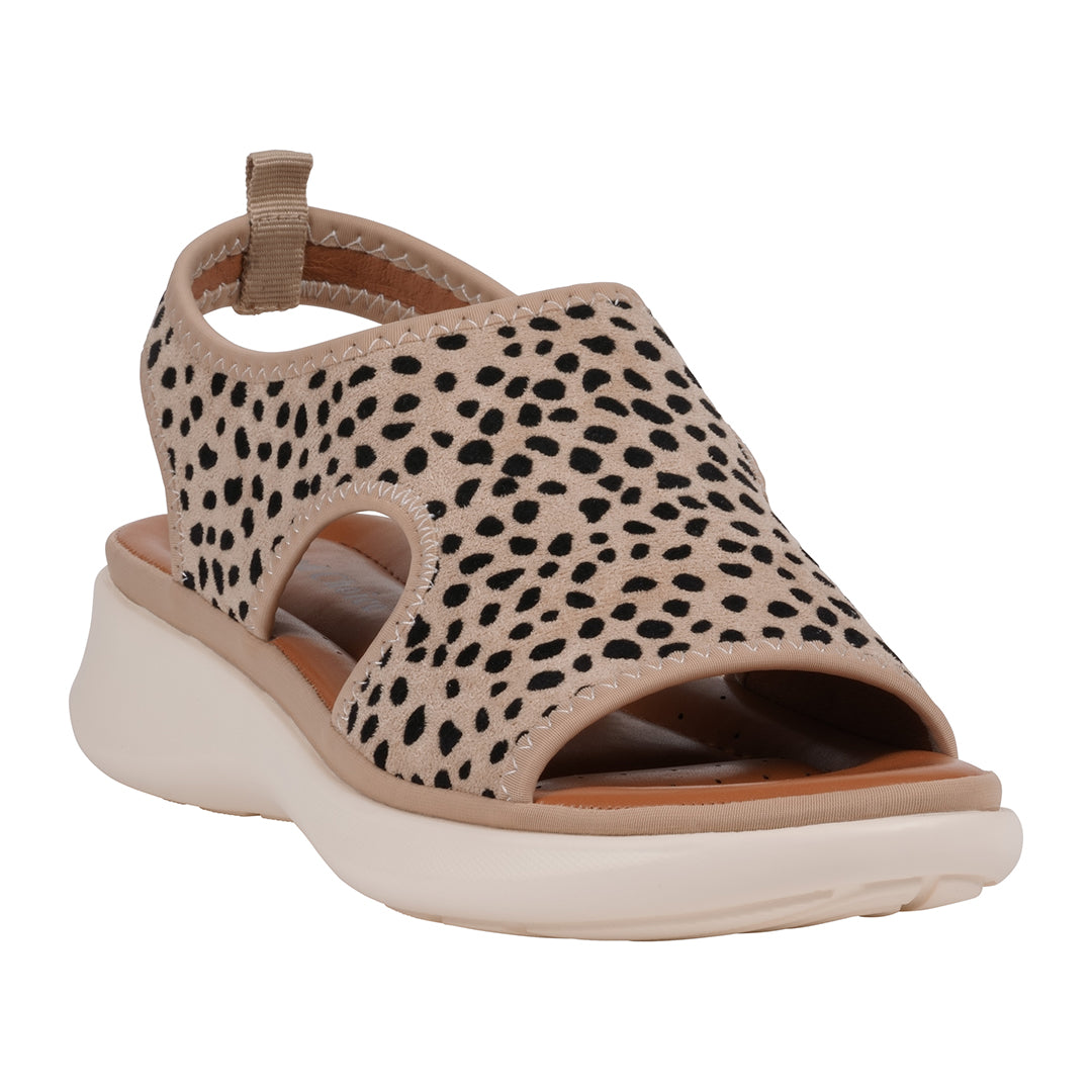 Women's Romy Leopard Stretch Lycra Wedge Sandals