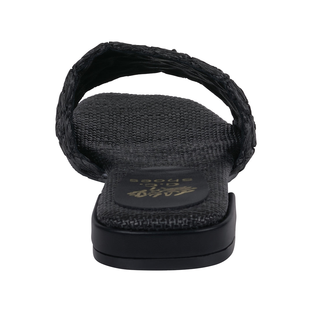 Women's Kendra Black Woven Flat Sandals