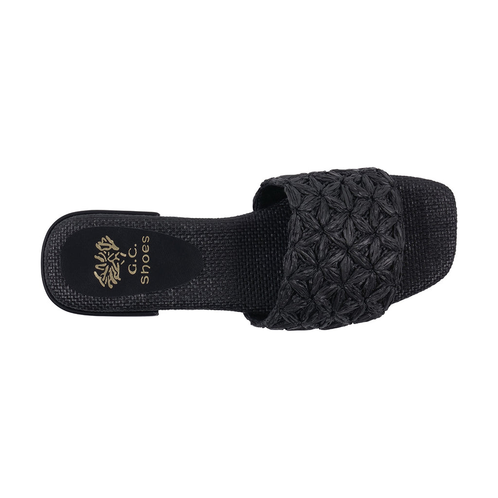 Women's Kendra Black Woven Flat Sandals