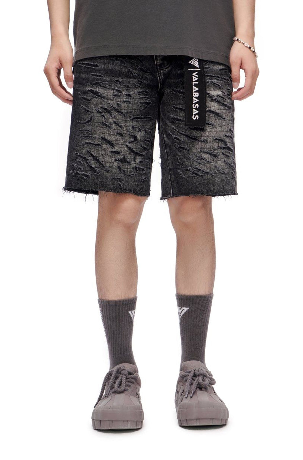 Valabasas Scrape Shorts - Grey Wash