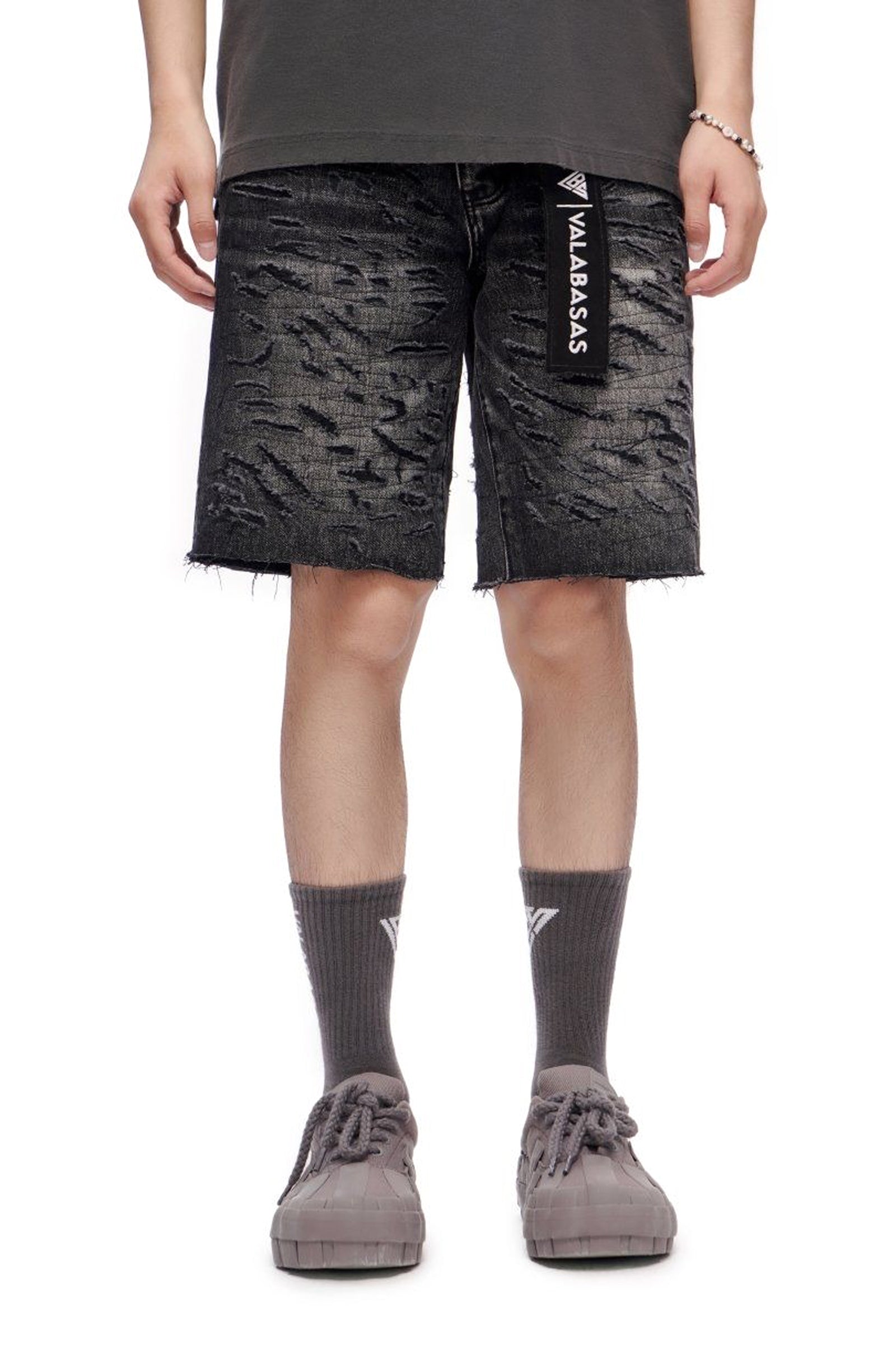 Valabasas Scrape Shorts - Grey Wash