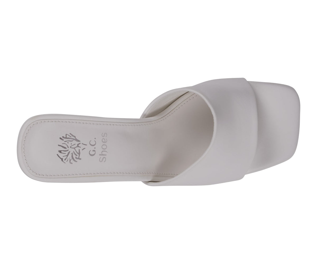 Women's Soho White Square Toe Heeled Sandals