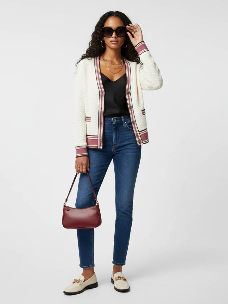 Striped Knit Cardigan, Greenwich Village | Women - BYMANYC ® New York