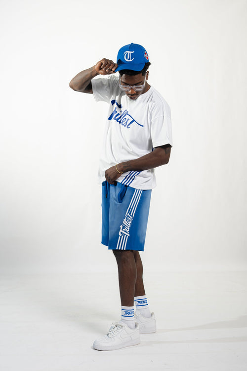 Cutoff 4-Stripes Sun Dried Shorts -  Royal/White