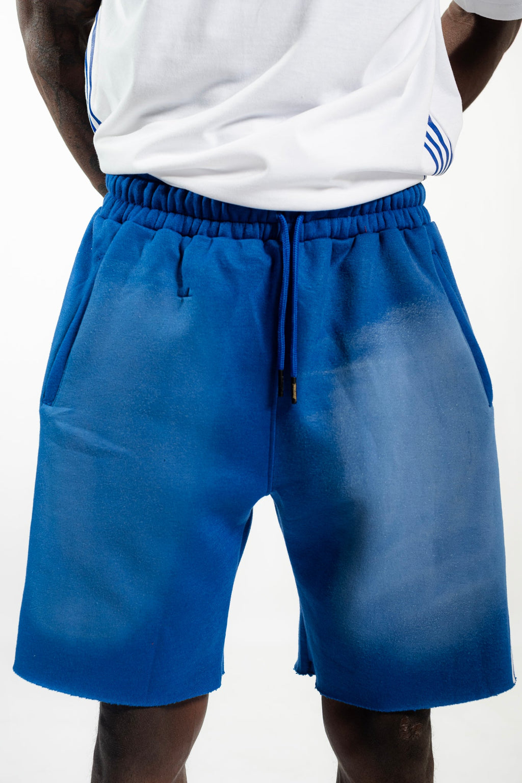 Cutoff 4-Stripes Sun Dried Shorts -  Royal/White