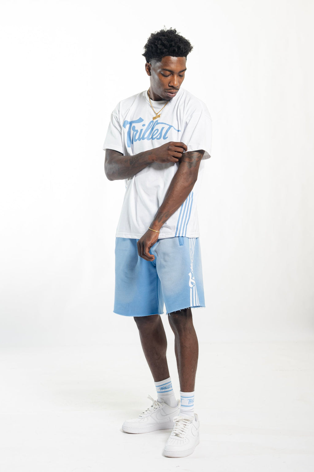 4 Stripes Trillest Tee - White/Sky