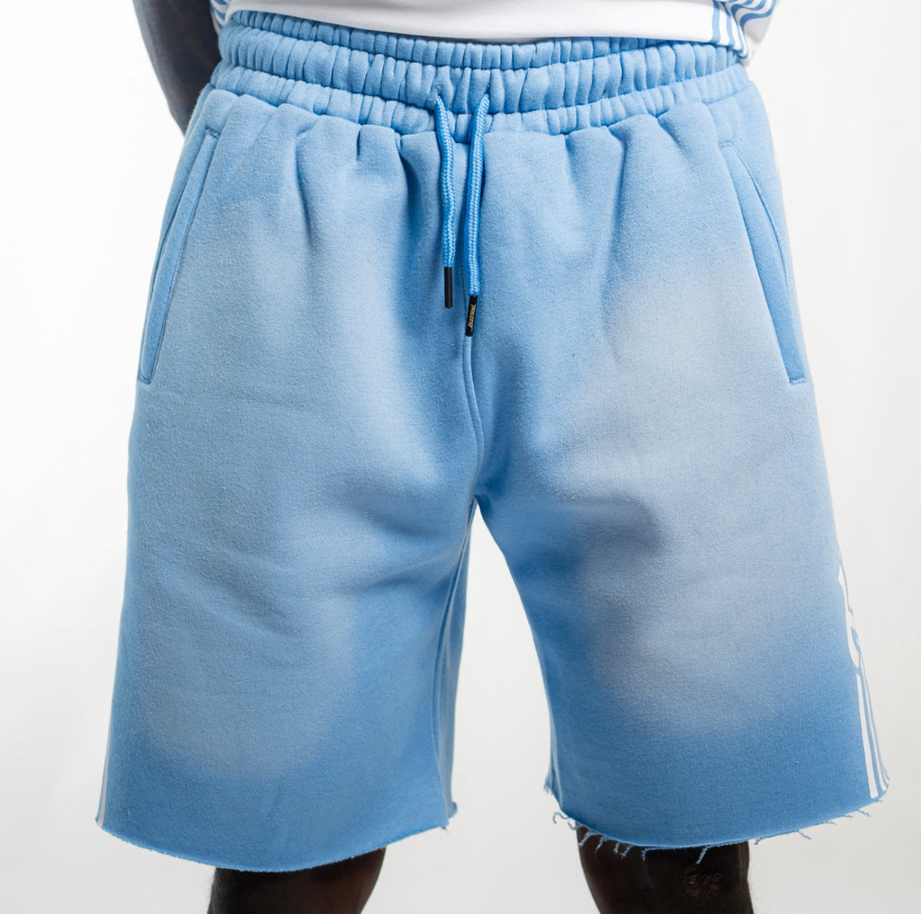 Cutoff 4-Stripes Sun Dried Shorts -  Sky/White