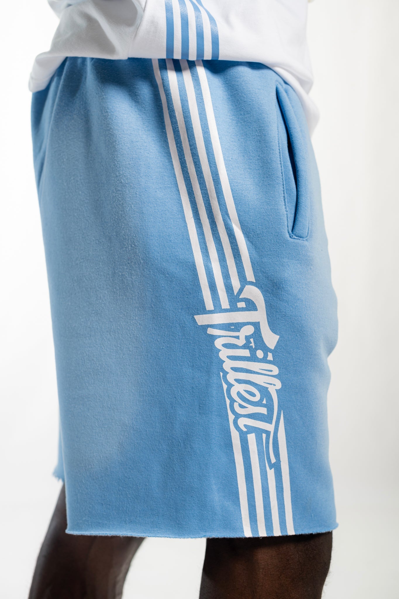 Cutoff 4-Stripes Sun Dried Shorts -  Sky/White