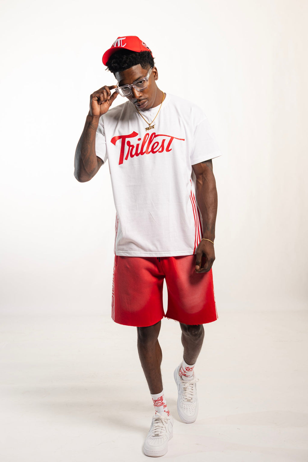 Cutoff 4-Stripes Sun Dried Shorts - Red/White