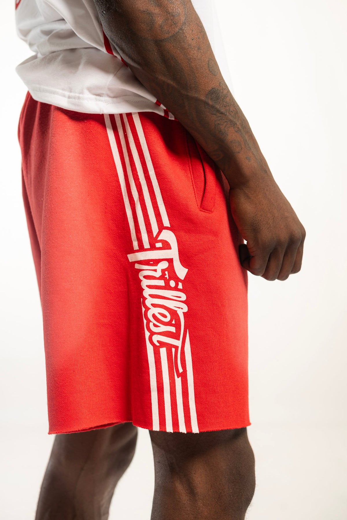 Cutoff 4-Stripes Sun Dried Shorts - Red/White