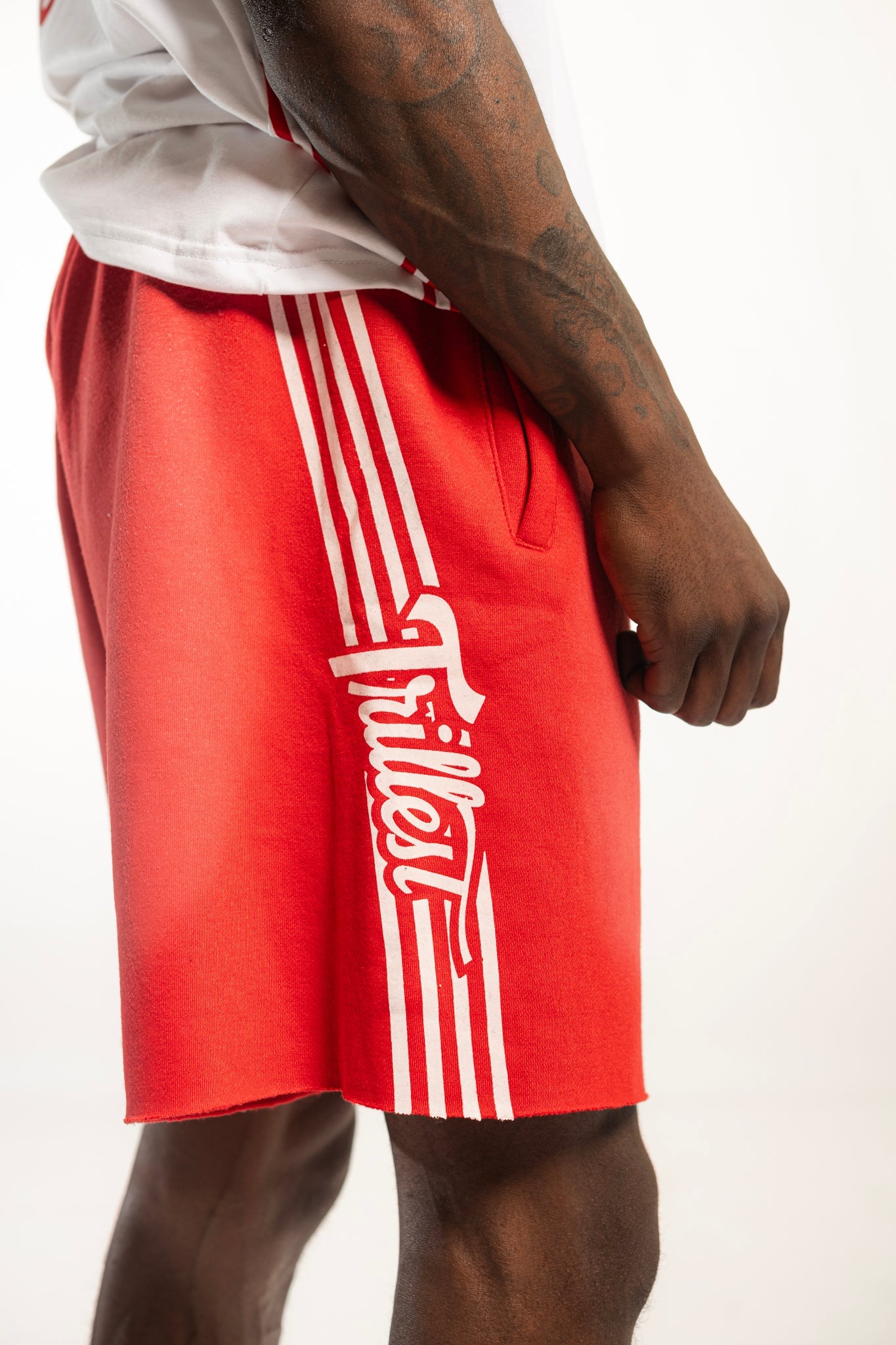 Cutoff 4-Stripes Sun Dried Shorts - Red/White