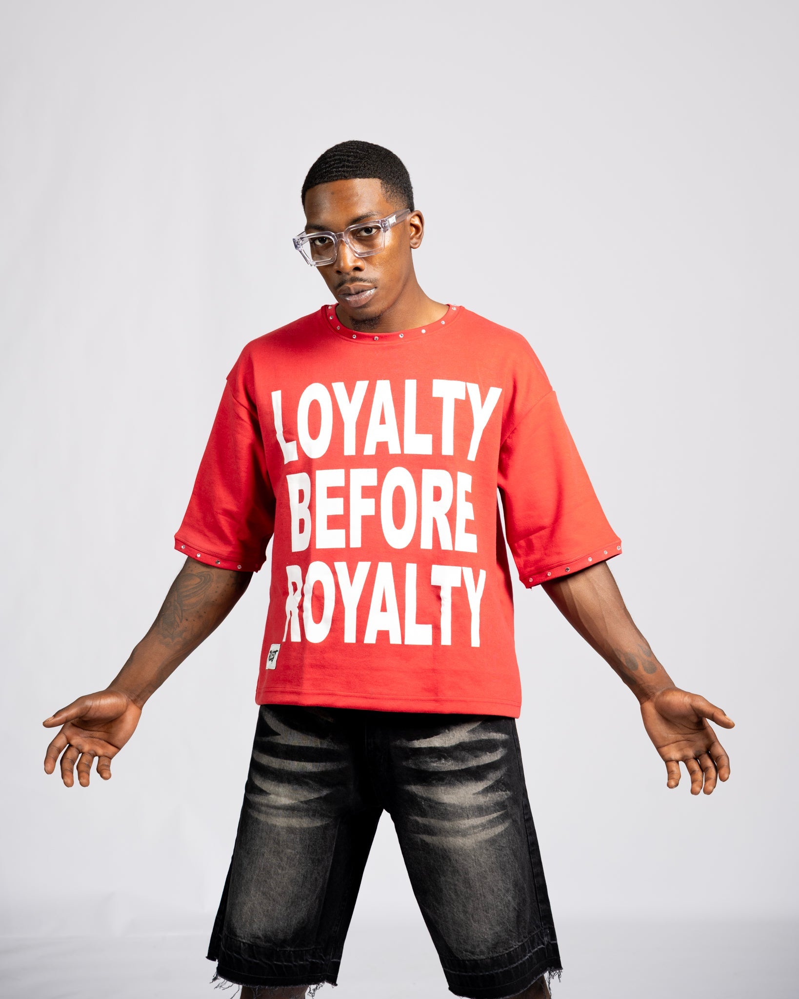 Loyalty Royalty Shirt - Red/White (Drop Shoulder Boxy)