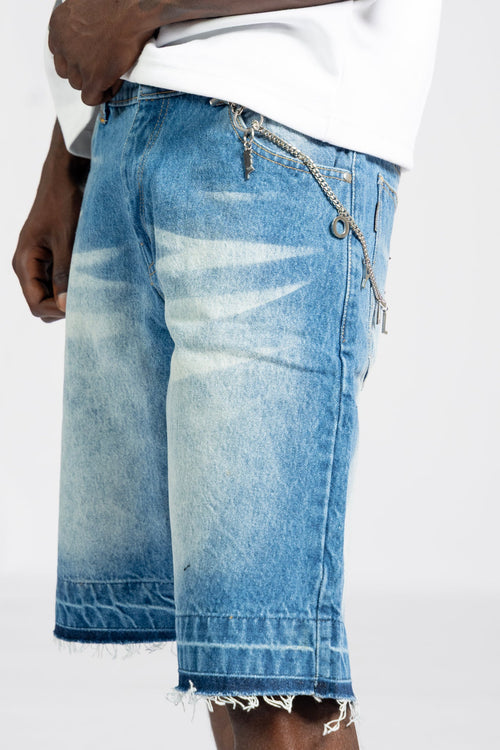 Distressed Denim Jorts - Blue