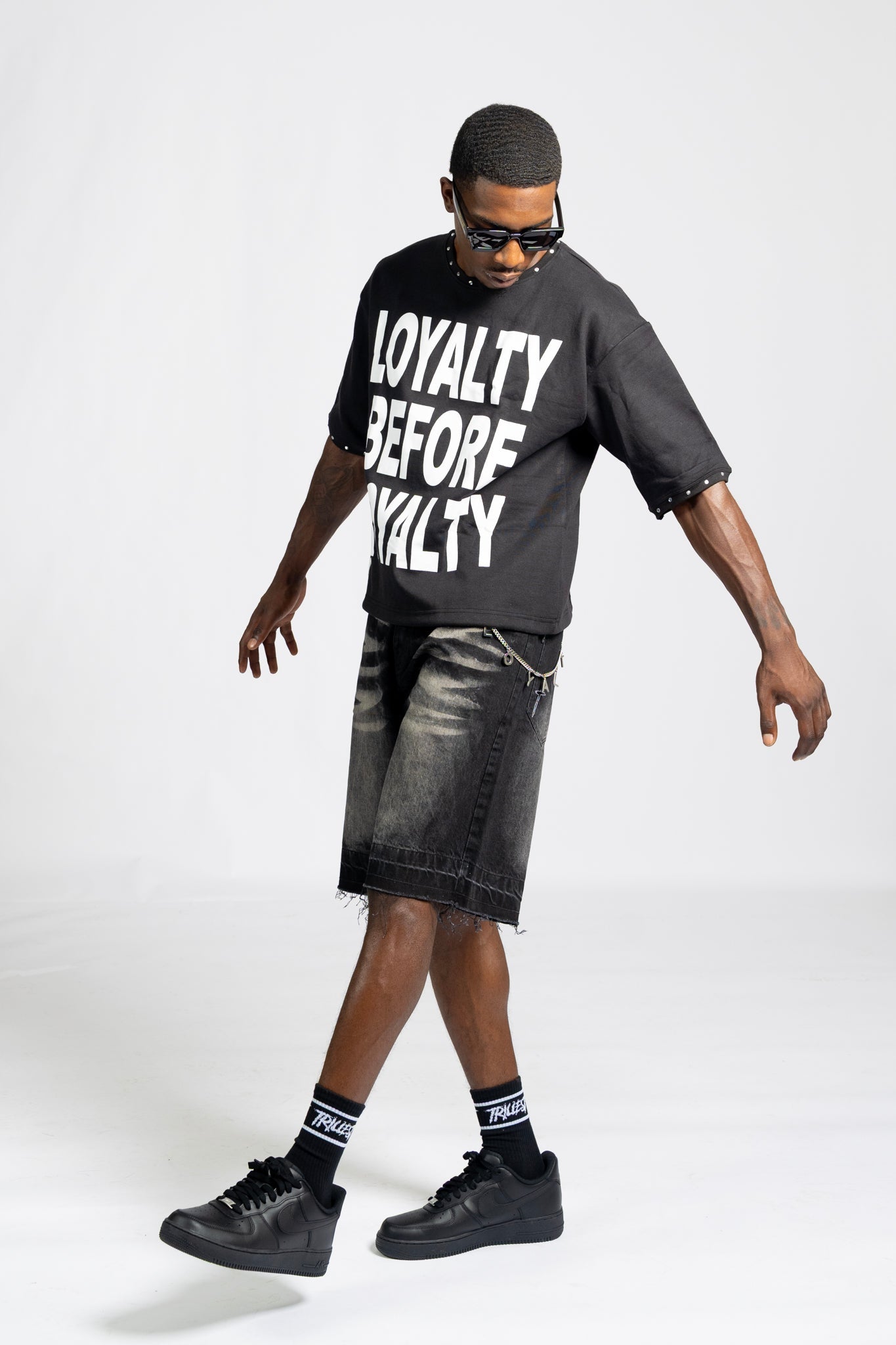 Loyalty Royalty Shirt - Black/White (Drop Shoulder Boxy)