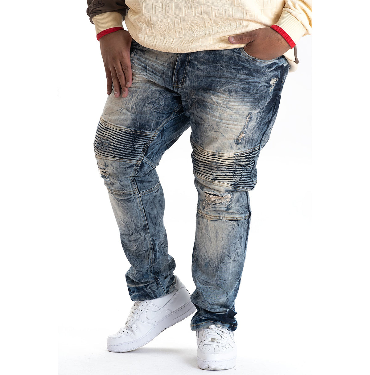 Makobi VENO Shredded Biker Jeans, Dirt, product front