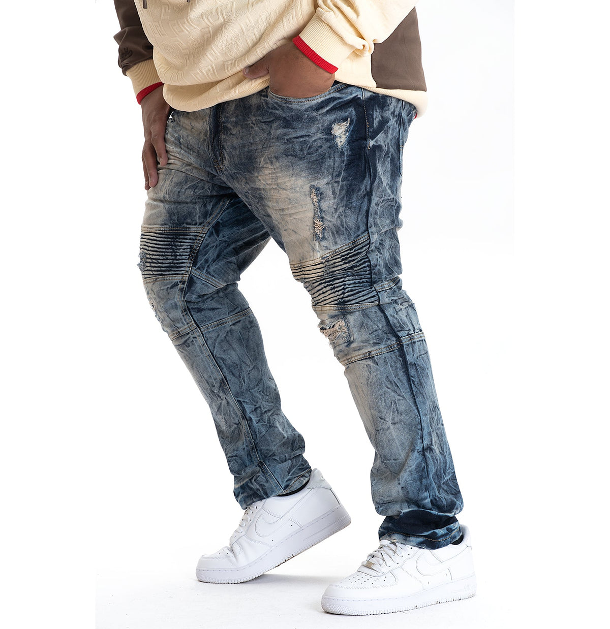 Makobi VENO Shredded Biker Jeans, Dirt, product back