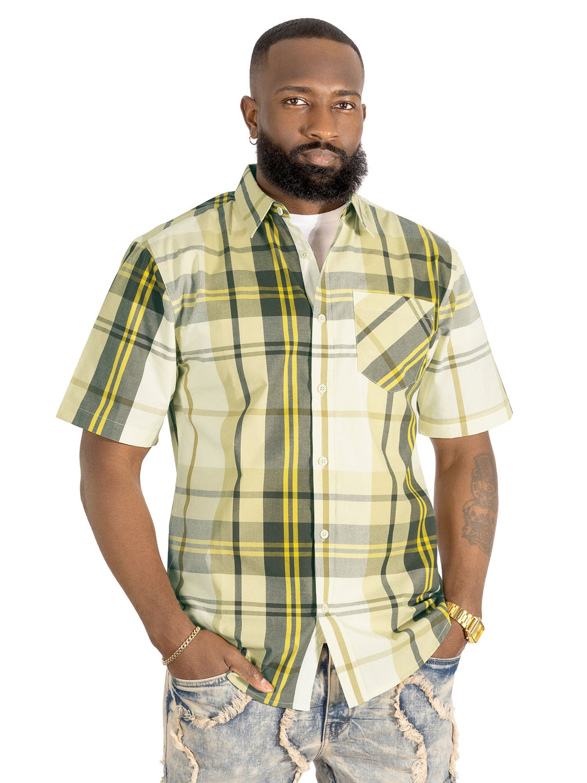 V832 Leon Plaid Shirt - Natural