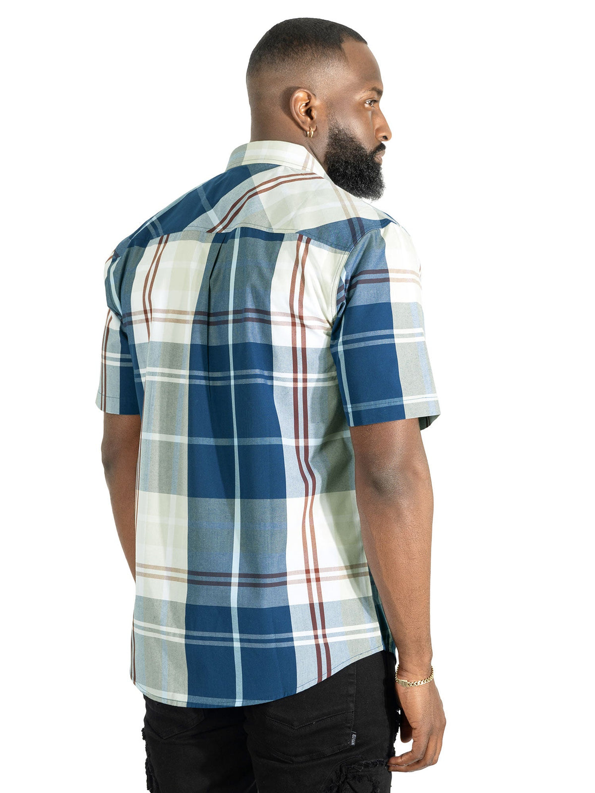 V832 Leon Plaid Shirt - Navy