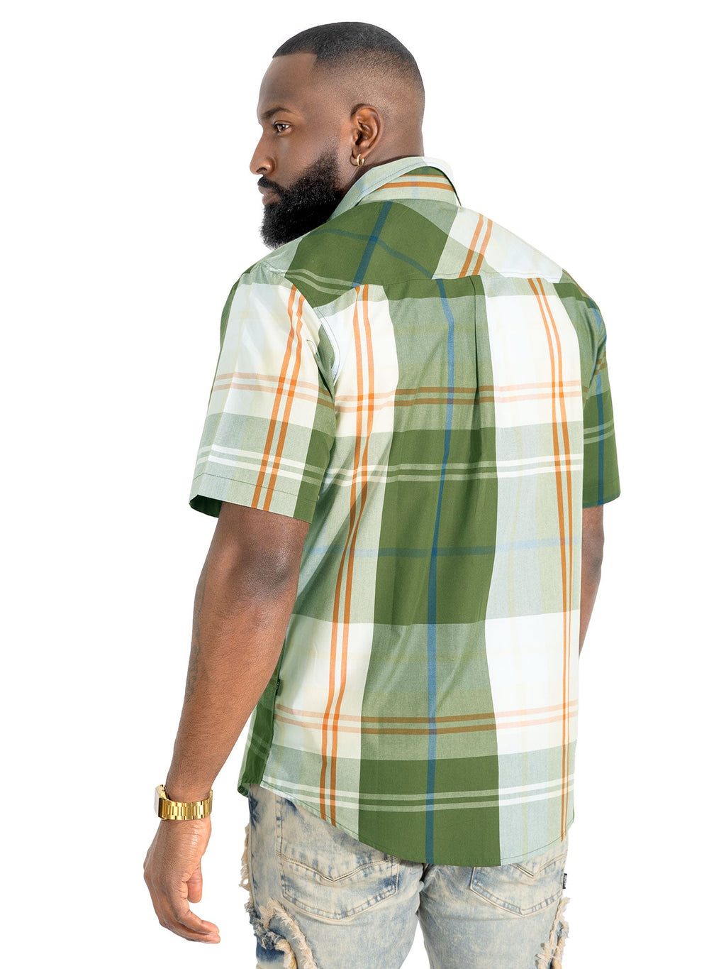 V832 Leon Plaid Shirt - Olive