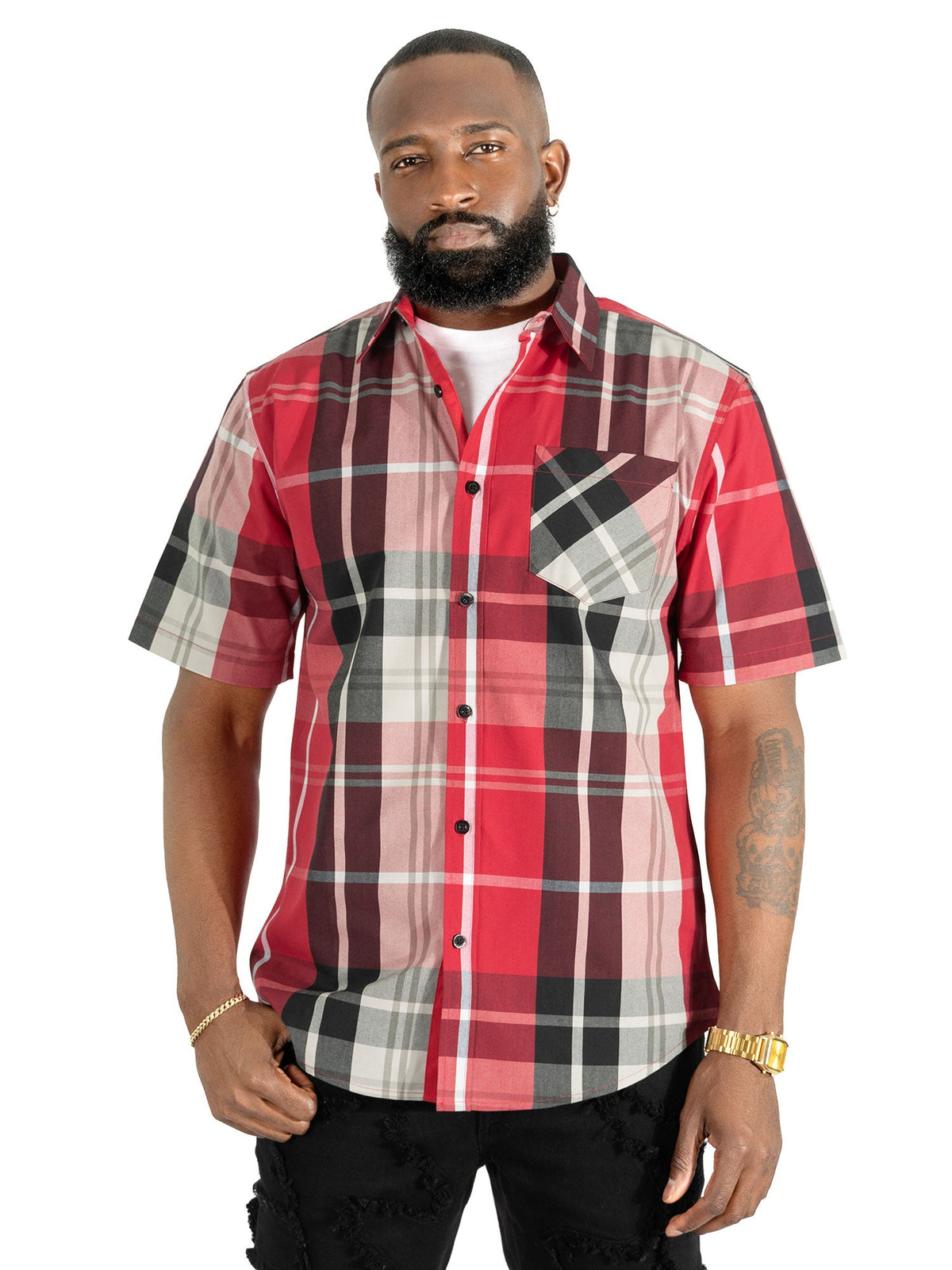 V832 Leon Plaid Shirt - Red