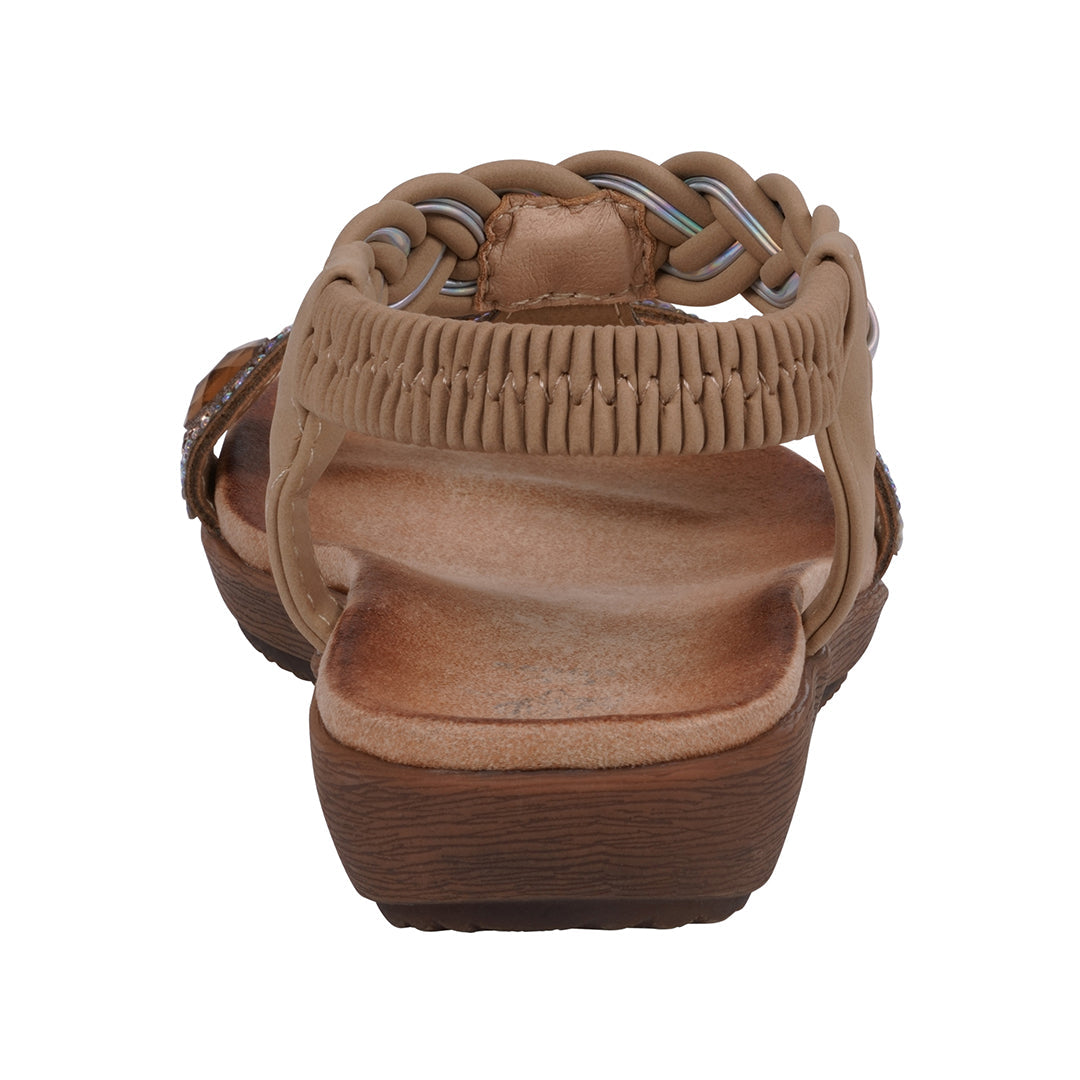 Women's Victoria Tan Jeweled Flat Sandals