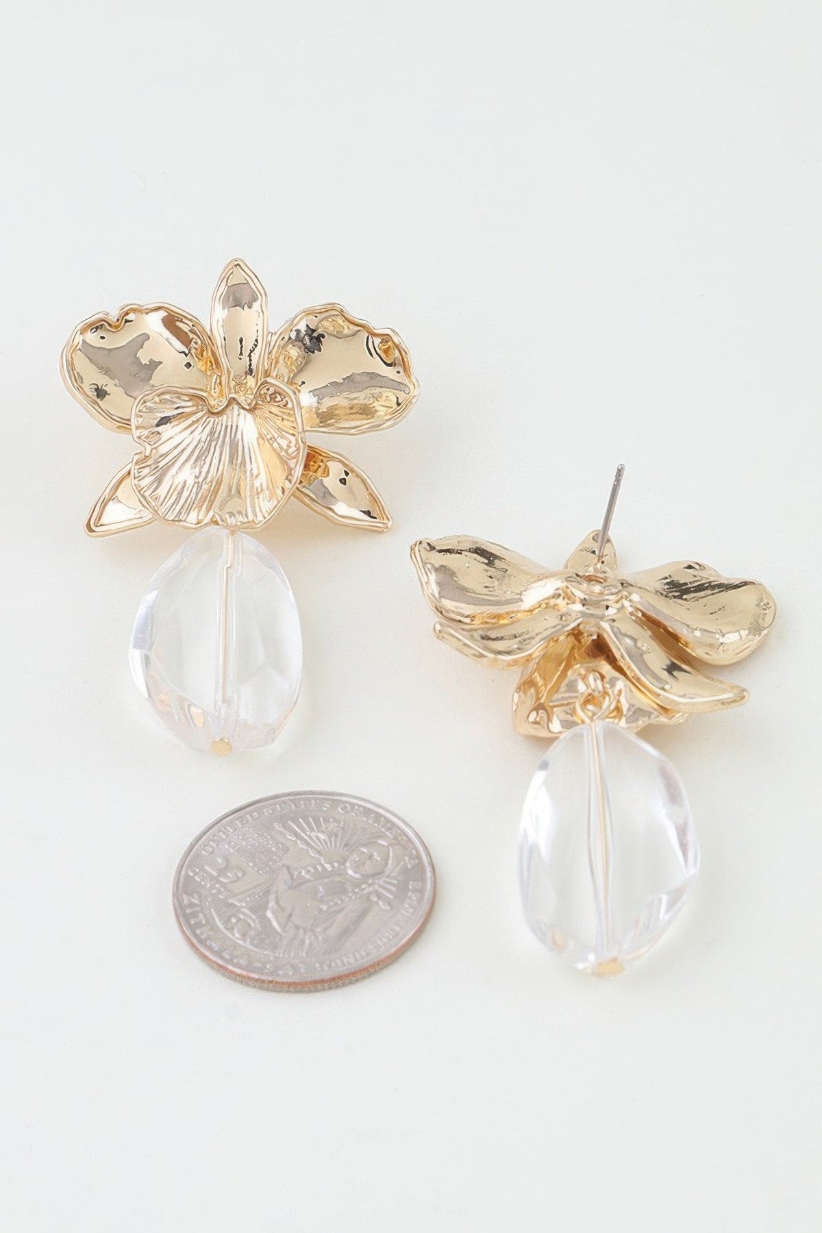 Women's Drop Earrings Hammered Orchid Accent BYMANYC ® New York BLOOMING BOTANICAL DANGLE EARRINGS - New Collection