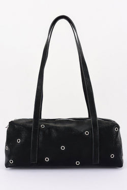 Women's Shoulder Bag Vegan Leather Eyelet Studded Rectangular BYMANYC ® New York CONTEMPORARY HARDWARE STRUCTURED PURSE - New Collection