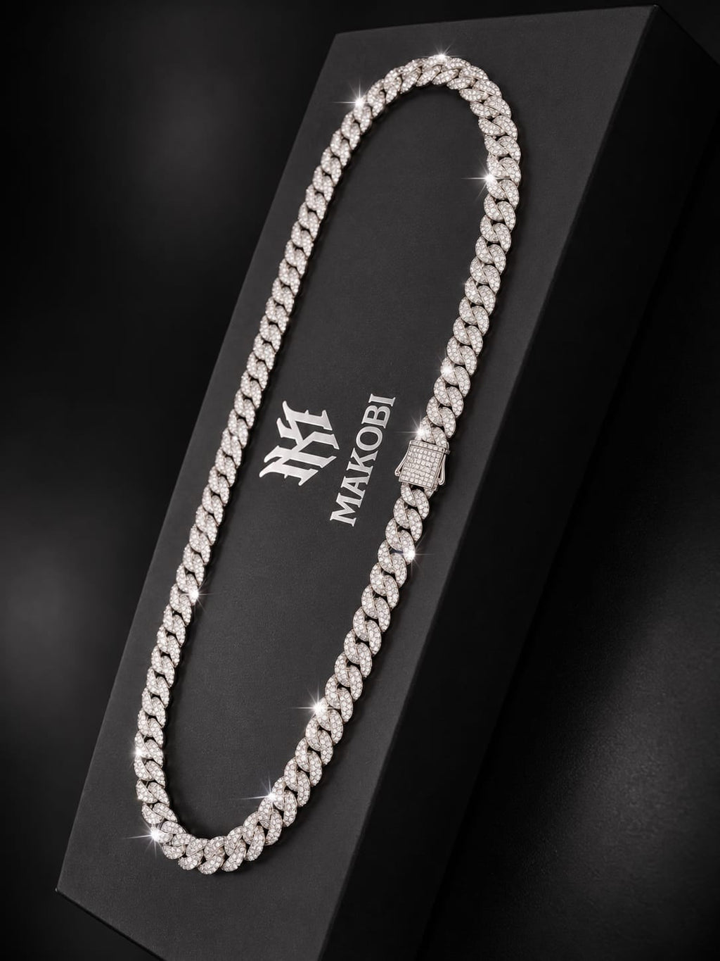 Iced Cuban Link Chain 8.5mm 18K White Gold