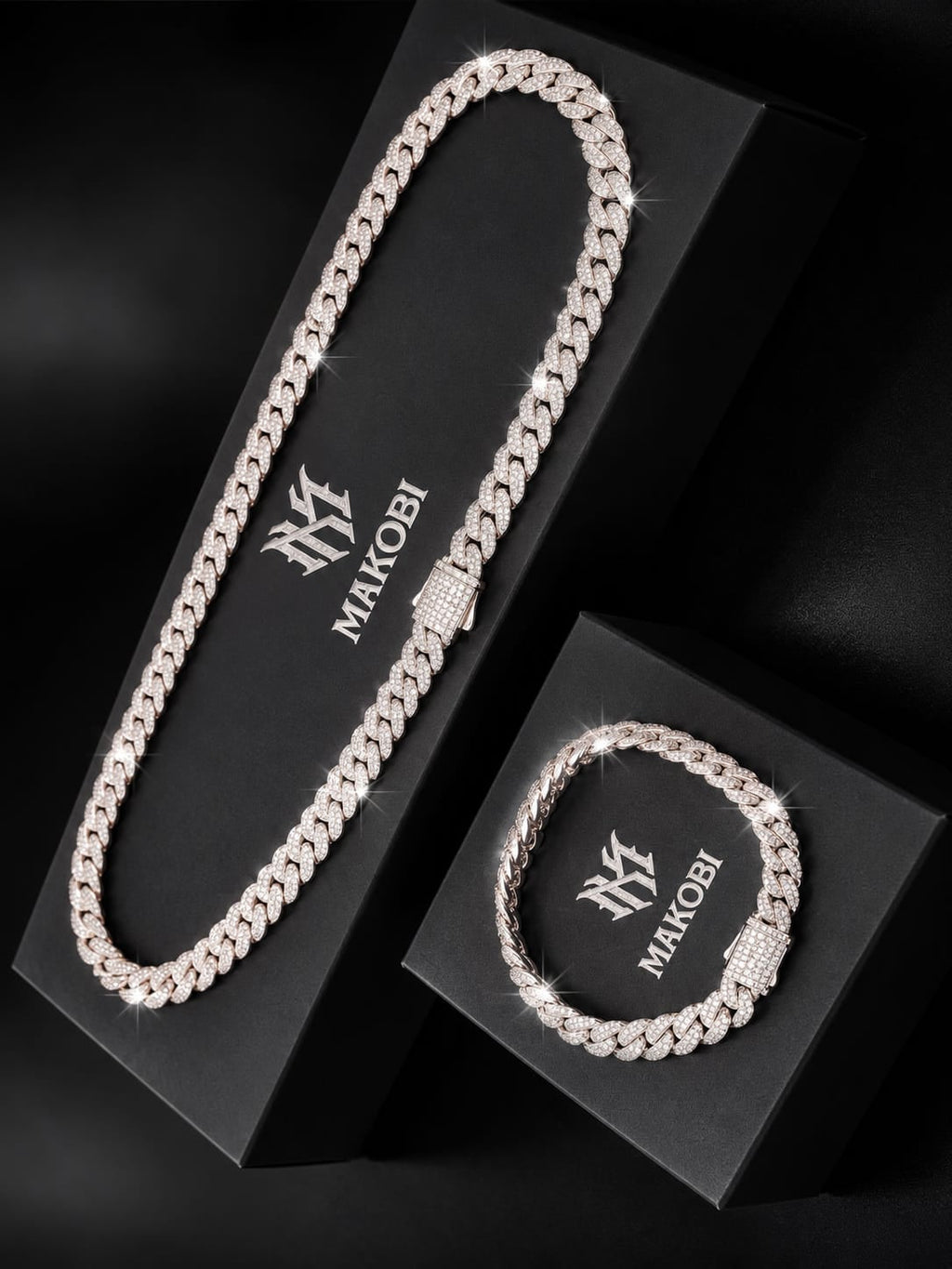 Iced Cuban Link Chain 8.5mm 18K White Gold