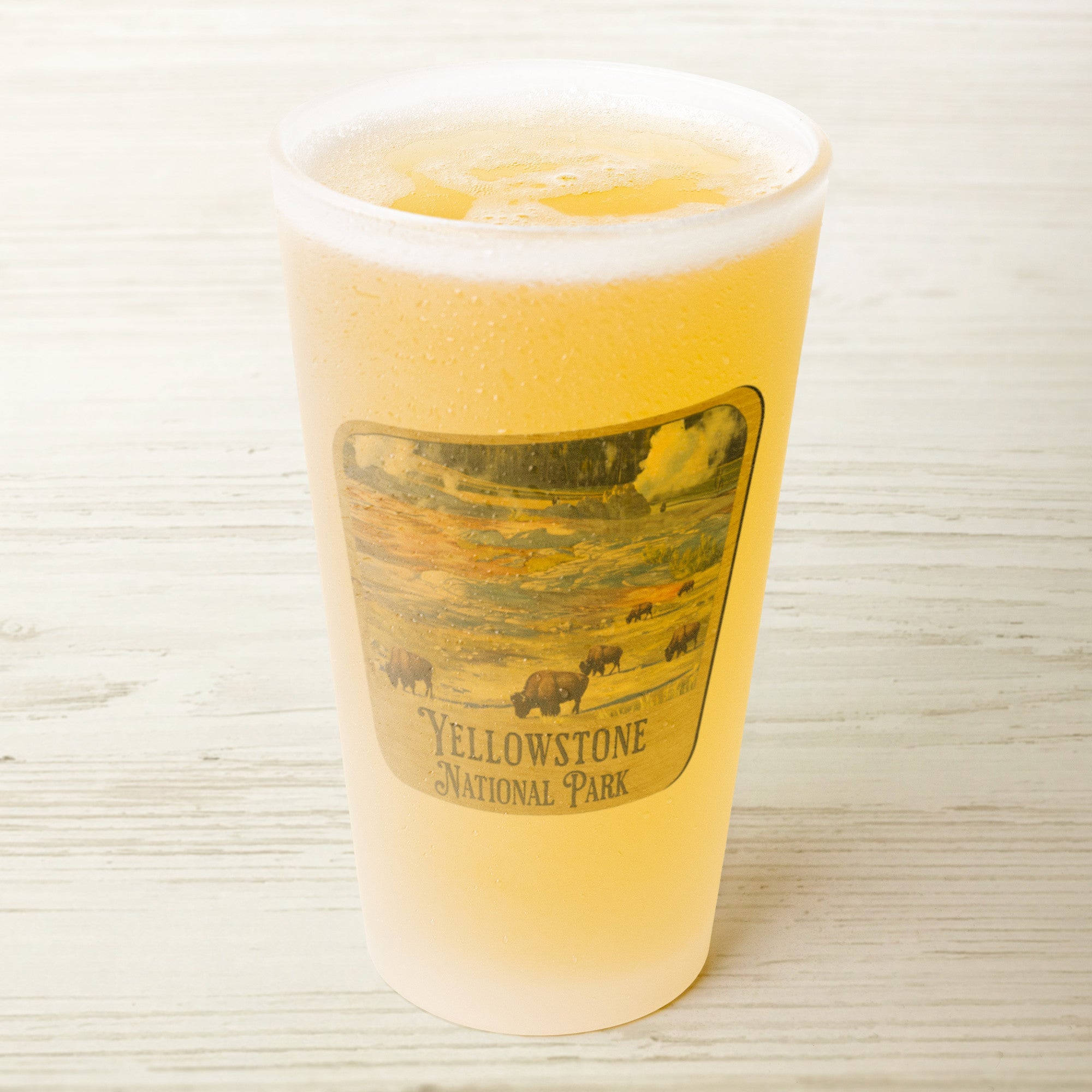 Yellowstone National Park Frosted Pint Glass Wood Sign Graphic